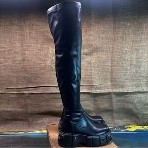 Black over the knee chunky platform boots size 6 festival goth punk party